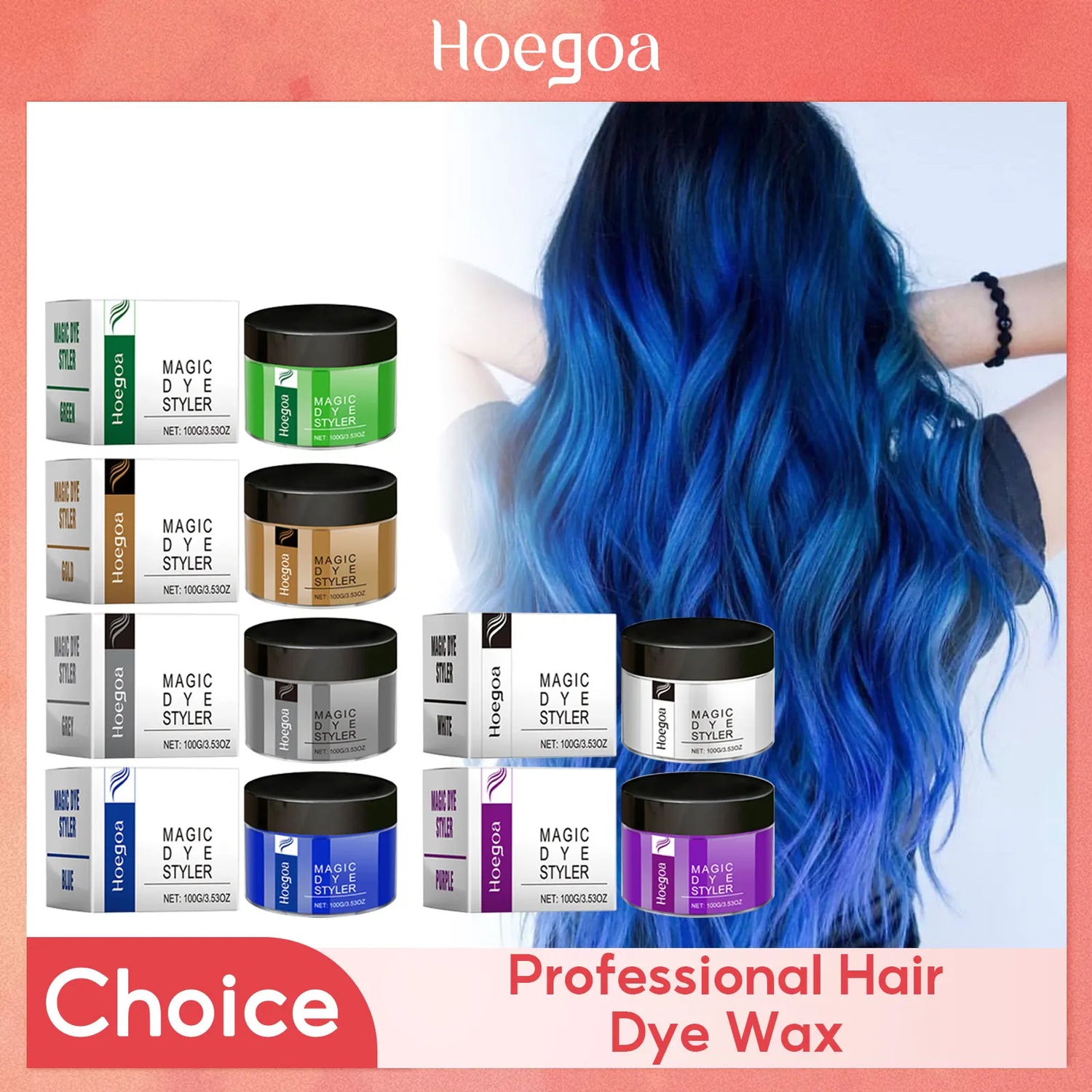 6 Hair Colour Wax Dyes: White, Blue, Brown Hair Natural Matte Nourish Long-Lasting Hair Colour Styling Cream for Women and Men