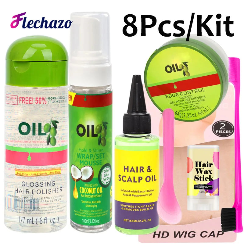 Wig Installation Kit Set 8Pcs Hair Mousse Glossing Hair Polisher