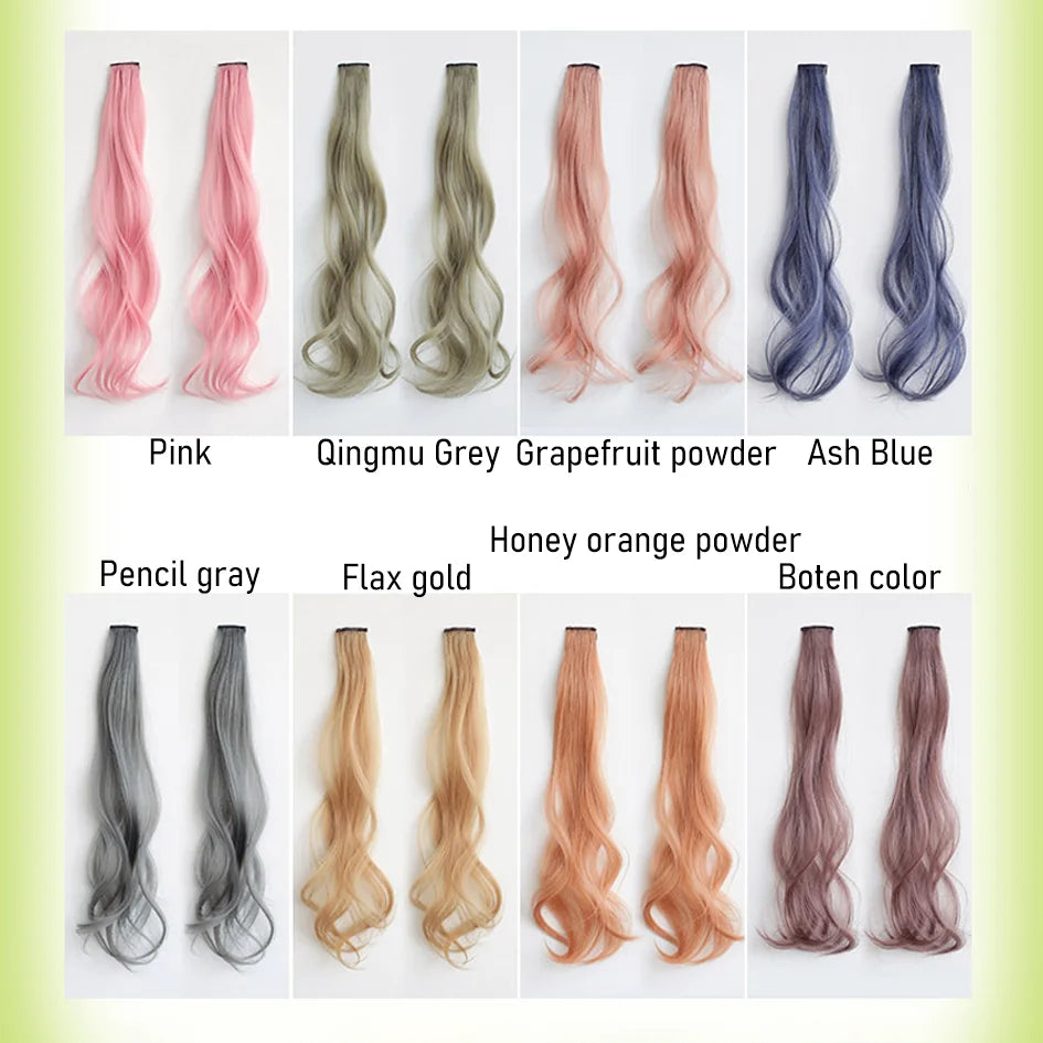 Synthetic 2 pieces/set 50cm/60cm colored curly hair extensions