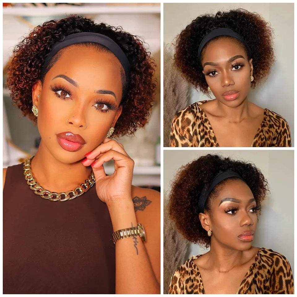 Headband Wig Human Hair Curly
