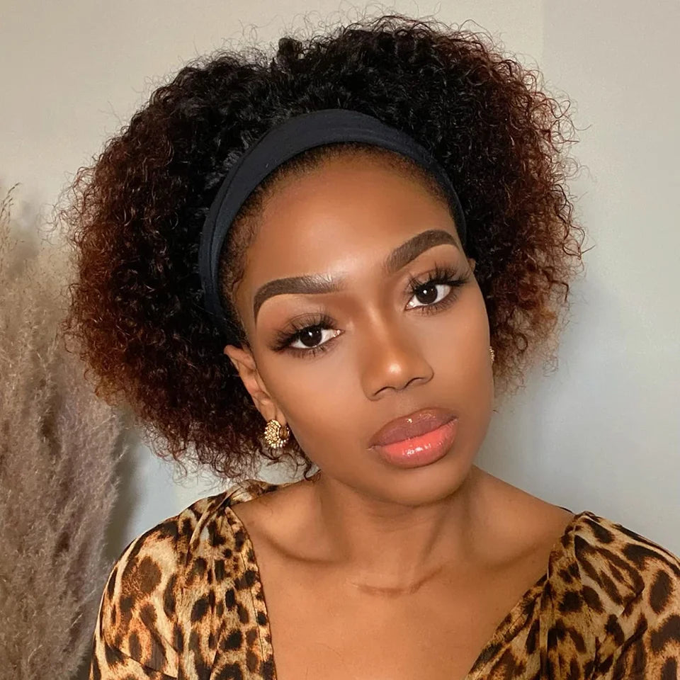 Headband Wig Human Hair Curly